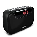 Amkette Pocket Blast FM Radio with with Bluetooth, Powerful Sound, Voice/FM Recording, Hidden Antenna, 7+ Hours Playback (USB-C Charging), and Number Pad (AUX, SD Card, USB Input) (Black)