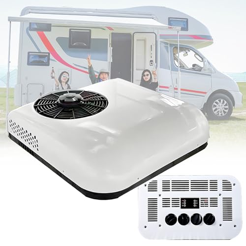 PxkVrin Aire Acondicionado para autocaravanas, Aire Acondicionado de Techo Ultrafino, 12 V/24 V, refrigeración de bajo Ruido, para vehículos Todoterreno, camionetas, autocaravanas, Camiones. Cold-24V