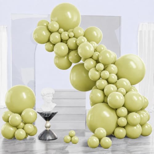 PartyWoo Light Green Balloons 140pcs Mint Pastel Peppermin Green Color
