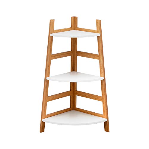 Forevich Bamboo Corner Shelf 3 Tier Ladder Storage Bathroom Shelf For Home Office Rack For Display Corner #TOP12