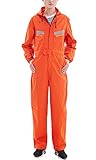 Nideen Men's & Women's Dustproof Workwear Long Sleeve Coverall Suit with Hood Orange-XXL