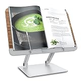 viozon Book Stand for Reading, Wooden Cookbook Holder, Adjustable Height&Angle, Aluminum Alloy, Fold