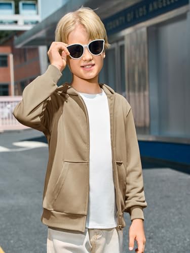 Haloumoning Boys Zip Up Hoodie Sweatshirt Kids Long Sleeve Fleece Sweatshirts with Kangaroo Pockets 5-14 Years2