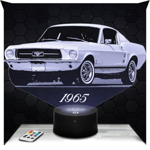 Lampephoto.fr - Lampe 3D Voiture 1965, Idée Cadeau Fan de Voiture, Veilleuse Tactile Led, Effet Hologramme 3D, Idée Cadeau Noël Anniversaire Garçon et...