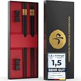 JP Design The Original 2er Set japanische Premium Essstäbchen (Fiberglas) Pärchen Set inklusive schwarzer Geschenk-Box + Gratis Sushi Rezepte E-Book