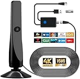 TV Antenna, TV Antenna for Smart TV Indoor,Amplified HD Digital TV Antenna，Miles Coverage Range Supports 4K 8K 1080p for Smart HDTV and Older TVs，with High Performance Coax Cable