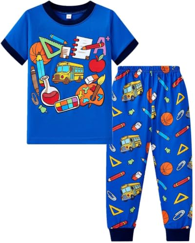 Boys Back to School Pajamas Set - Toddler Short Sleeve Kids Sleepwear PJs, Size 6T