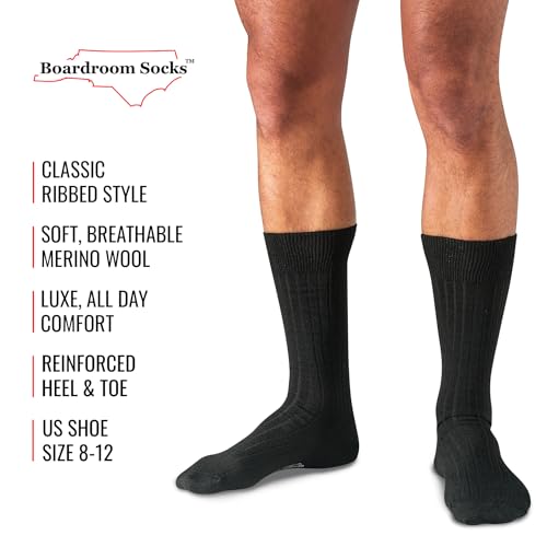 Merino Wool Mid-Calf Dress Socks for Men, Ribbed Dress Socks3