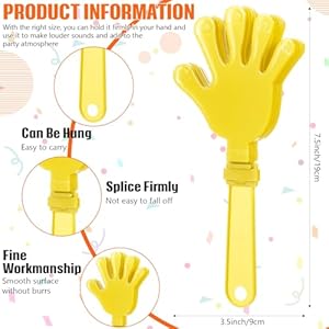 24 Pcs Hand Clappers and Metal Cowbells Noise Makers Cheering Clappers Cow Bells Handle Cheers Dance Basketball Football Noise Makers Sporting Events Graduation School Sports Party (Yellow) 24 Pcs Hand Clappers and Metal Cowbells Noise Makers Cheering Clappers Cow Bells Handle Cheers Dance Basketball Football Noise Makers Sporting Events Graduation School Sports Party Yellow