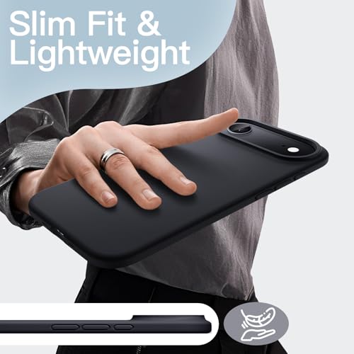Image of JETech Liquid Silicone Case for iPhone Air, Silky Soft Touch Full-Body Protection, Anti-Scratch Shockproof Phone Cover with Microfiber Lining, 6.5-Inch Display (Black)