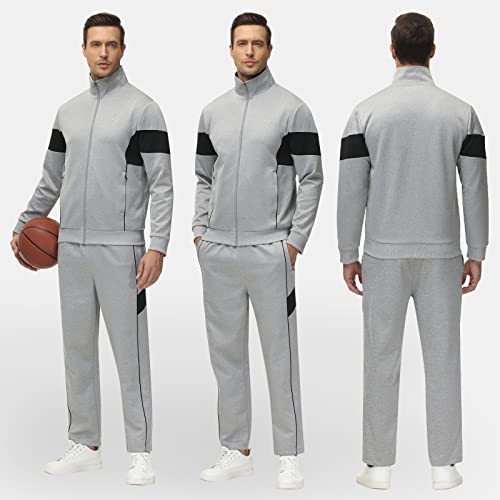 Mens Sweatsuits 2 Piece Track Suits For Men Set Mens Athletic Set Mens Tracksuit 2 Piece Men Sport Jackets Casual Sweatsuit Men Grey Large #TOP6