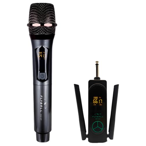 Image of FLYBALL Single UHF Wireless Microphone with Double Antenna Receiver | Handheld Dynamic Mic for Karaoke, DJ, Stage, Church, PA System | Up to 160ft Range, Clear Voice, Plug & Play (SLM 502 HT)