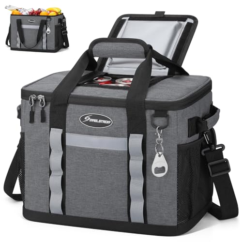 Maelstrom Collapsible Soft Cooler Bag,35/55/75 Cans Beach Cooler with Flip Top Lid, Ice Chest, Leakproof & Portable for Beach, Camping, Road Trips & Grocery Shopping (Grey, 35 Can) by Maelstrom - Used condition - US$26.41