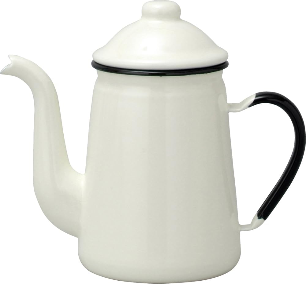 Noda Horo Coffee Pot, 0.3 fl oz (1.0 L), Enameled for Gas Fire, Retro, Made in Japan, Giraffe, White
