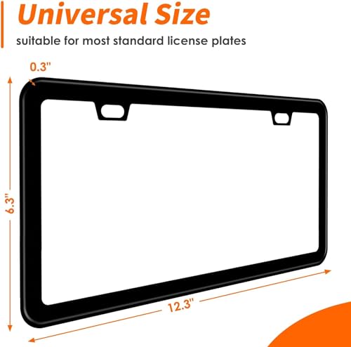 image for HOTOR Black License Plate Frames - 2 Pack, Obstruction-Free License Pl