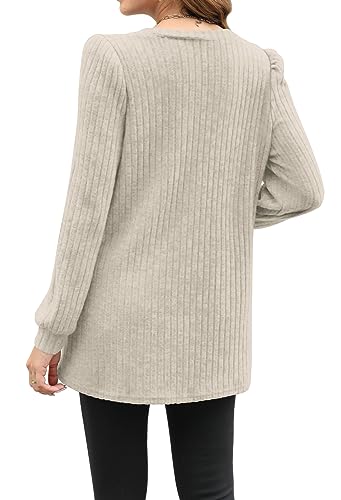 Image of OFEEFAN Long Sleeve Shirts for Women Long Sweaters with Pockets Tunic Tops Loose Fit