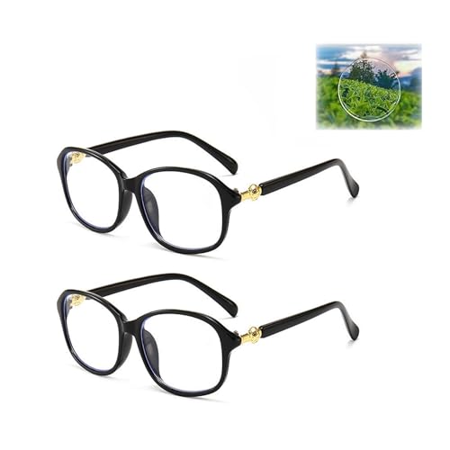 2 Stück Autozoom Lesebrille, Intelligente Zoom Lesebrille Herren Damen,Anti Blaulicht Brille, Automatische Lesebrille Brille mit Sehstärke, Gleitsichtbrille Smart Glasses, Fokusanpassung Klare (J)