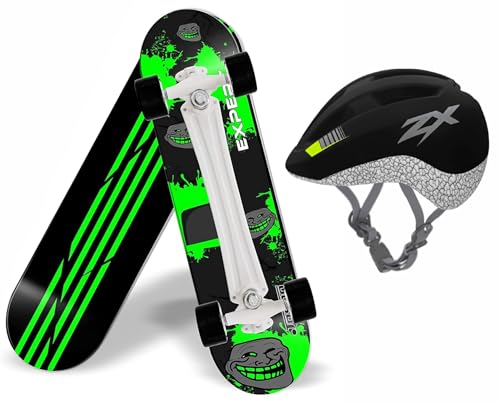 Jaspo Dragon Fire Dual Skateboard Casterboard Cruiserboard Combo (26.5 Inches) (For Age Group 7 Years And Above) (Dragon Fire Dual) - Fibreglass, Black