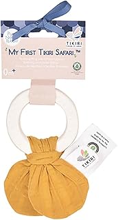 Tikiri 8597010 - Mordedor de caucho natural, color amarillo, para bebés y niños a partir de 0 meses, 15 cm