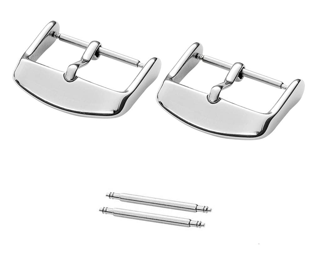Ewatchaccessories 2 Pack Of 18mm Watch Band Strap Stainless Steel Silver Polished Buckle Replacement Finish Clasp Vacuum PVD Finish (B0BMDZHVY1) Amazon Price History, Amazon Price Tracker
