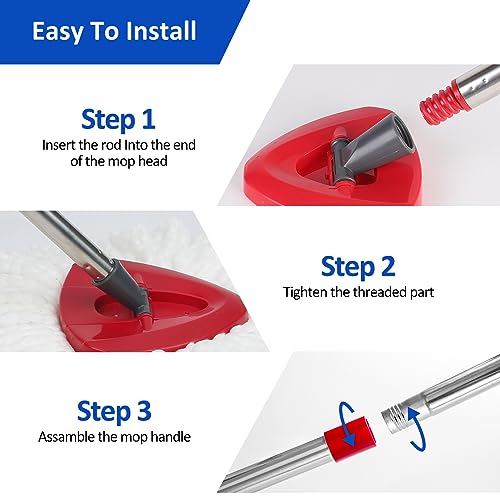 Ashsajkd 4 Section Spin Mop Replacement Handle, 30-58 inch Handle/Stick Compatible with EasyWring 1-Tank System, Mop Handle for 2-Tank, American Threaded Joint End (Not Included Mop Head)