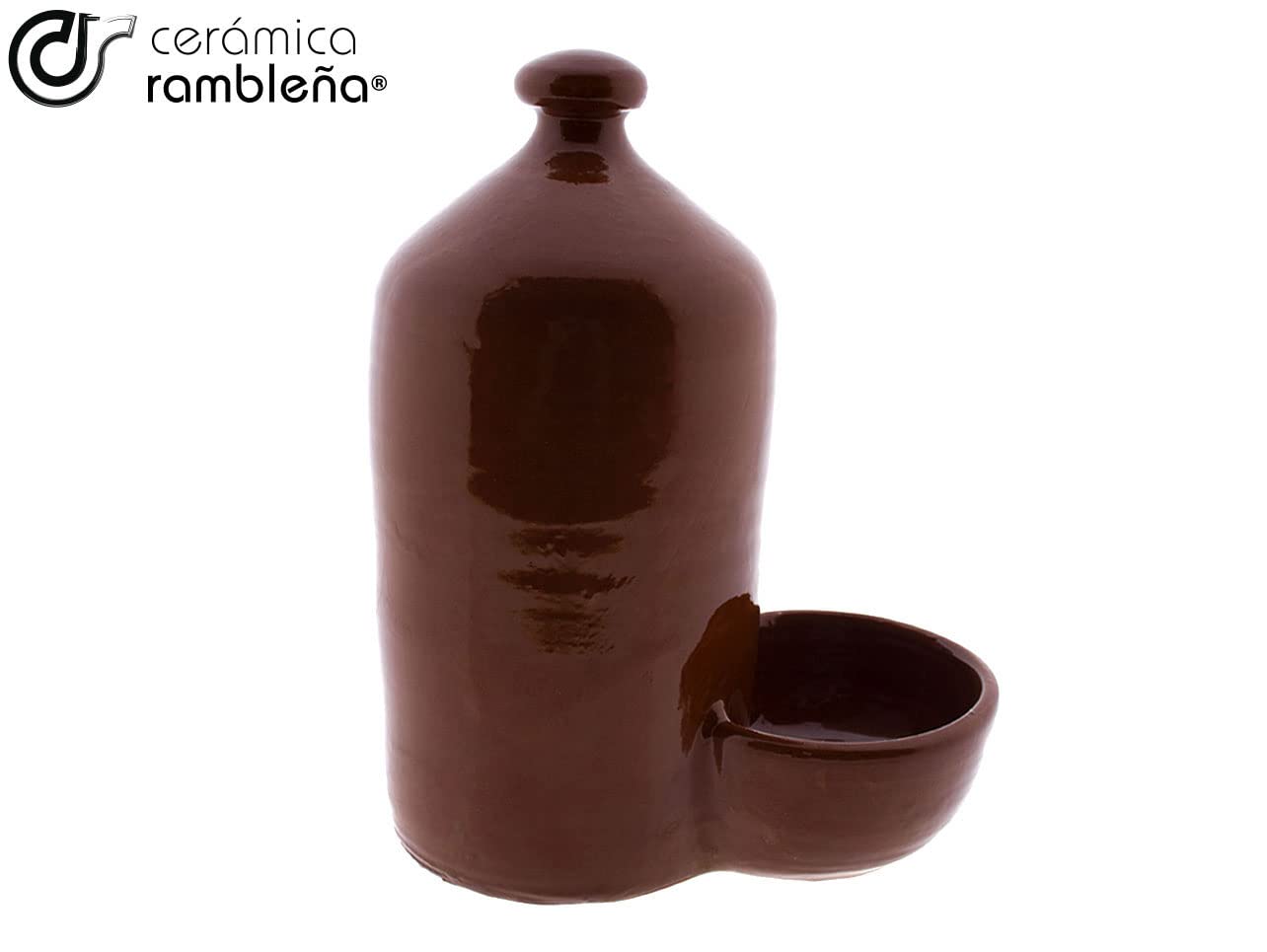 CERÁMICA RAMBLEÑA | Bebedero para Perro | Bebedero para Gatos | Bebedero gallinas Barro Rojo de La Rambla (Córdoba) | Esmaltado Miel | 100% Hecho a Mano | 8 litros | Eco