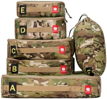 Tactical Packing Cubes,Camo Packing Cubes,Luggage Set Packing Organization Travel Accessories,YKK Zipper Water-Resistant,Military standard Travel Organizer Bag(Multicam) 6-PACKS