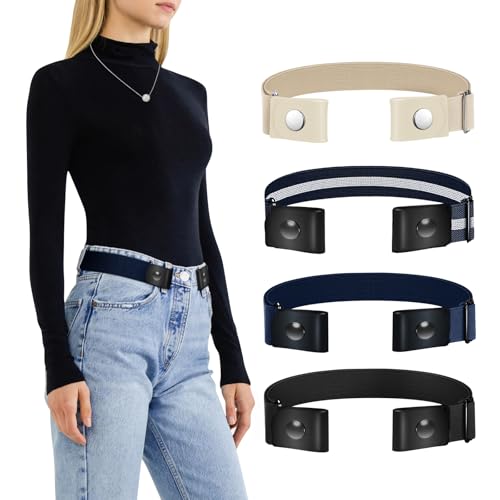 Image of TOURZOO Belts for Women /Men Buckle Free Elastic Belt Invisible No Buckle Stretch Waist Belt For Jean Pants,Dresses,No Bulge