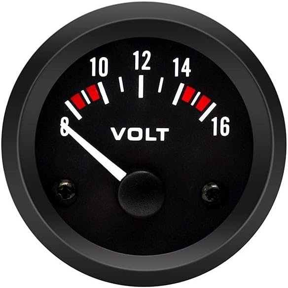 52mm Water Temperature Oil Temperature Voltmeter Oil Pressure with Sensor Economical Car Gauge Fit for 12V Car (Color : Voltmeter)