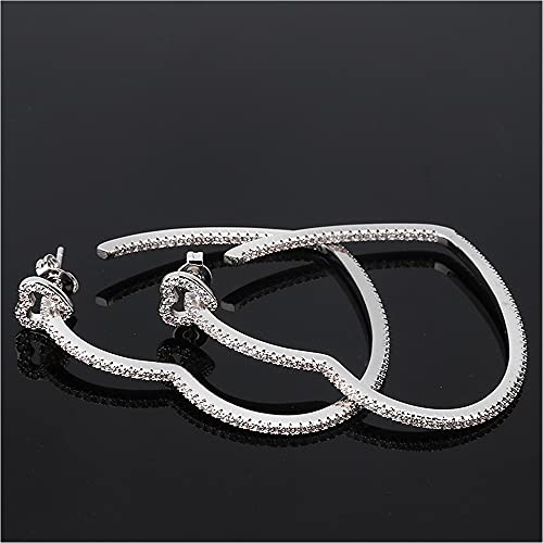 Heart Hoop Earrings - Rhinestone Heart Hoop Earrings Plated In Gold/White Gold For Women - Heart Earrings Cz Paved For Girls #TOP1