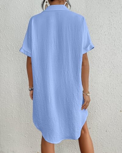 Image of Bsubseach Women Swimsuit Coverup Shirt Dress Button Down Bathing Suit Cover Up Beach Vacation Outfits