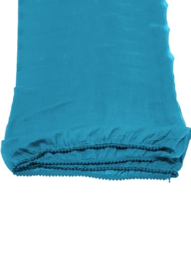 Image of Miraan Solid Pure Cotton Dupatta with Pom Pom Border, 2.25 meters length (DUPCOTTON)