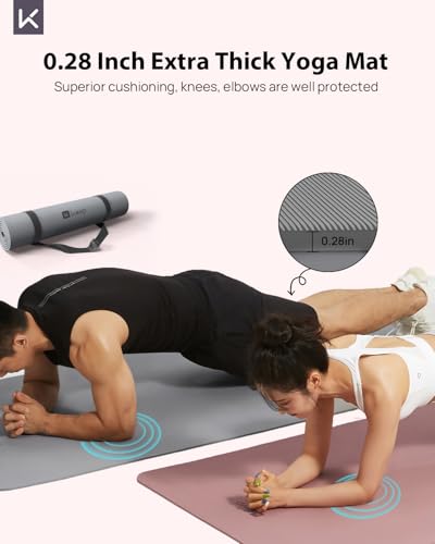 Image of KEEP Extra Wide Yoga Mat, 7mm Thick 72 inch x 32 inch Exercise Mat | 7mm thick Extra wide yoga mat with carry strap for home workout, yoga, exercise and Pilates