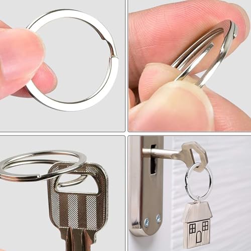 Lot de 20 Anneaux Porte Clés en Métal Argenté Différentes Tailles de 20 mm / 35 mm, Porte Clés Plat, pour Attacher et Organiser Les Clés De Voiture ou De La Maison, Décorations – vue 3