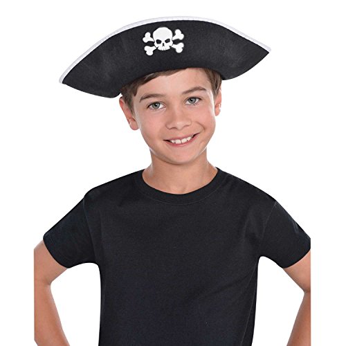 Kids Classic Skull & Crossbones Emblem Pirate Hat - Fits Most Children, 1 Piece Perfect for Costume Parties, Halloween, Dress-ups & Playtime