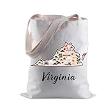 BLUPARK Virginia Locale Tote Bag Born in Virginia Gift Virginia Travel Shopping Bag Virginia Map Gift (Virginia)