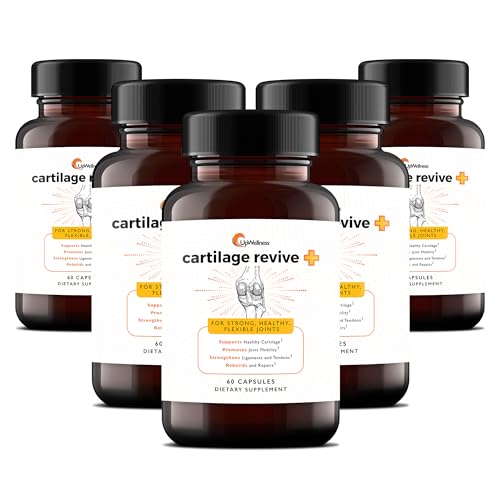 UpWellness Cartilage Revive + Joint Support Supplement for Men and Women - Powered by D-Glucosamine Sulfate, MSM, Vitamin D3, C and More - 5 Bottles