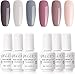 Gellen Gel Nail Polish Set - Nude Grays 6 Colors, Popular Nail Art Colors UV LED Soak Off Nail Gel Kit