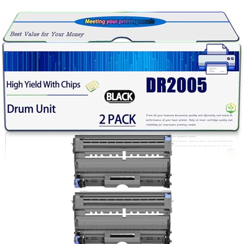 Image of Compatible for Brother DR2005 Drum Unit HL-2035 HL-2037 HL-2037E Printers, High Yield 12000 Pages, with Chip (2-Pack Black)