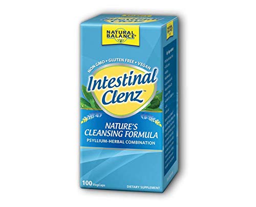Natural Balance Intestinal Clenz | Psyllium Herbal Cleansing Formula | Healthy Digestion & Regularity Supplement | No Gluten | 100 VegCaps, 20 Serv.