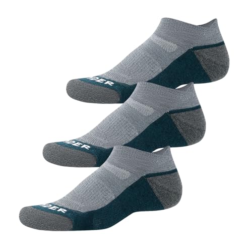 WANDER Merino Wool Ankle Athletic Hiking Socks 3 Pairs Thin Lightweight Cushioned Low Cut Outdoor Running No Show Socks