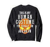 An awesome Halloween present for a boy This Is My Human Costume I'm Really An Alien Halloween Funny Gift For Boys, Kids, Teens, men design is ideal for all who love aliens, sci-fi, space nerds to have for Trick or Treat or for Halloween party Alien themed.