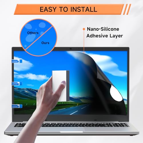 360° Privacy Screen for Laptop 14 Inch 16:9, 4 Way Computer Monitor Privacy Shield, Matte Anti Glare Blue Light Filter Compatible with Lenovo Hp Dell Acer Asus Thinkpad Envy Xps
