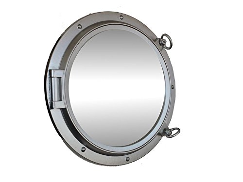 Hampton Nautical Silver Finish Porthole Mirror, 24"