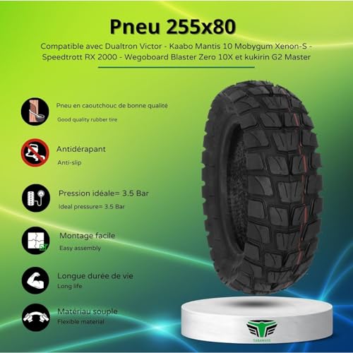 Tyre 255x80 for Dualtron Victor Luxury +, Kaabo Mantis 10 Mobygum Xenon-S, Speedtrott RX 2000, Wegoboard, Blaster, Zero 10X - Image 2