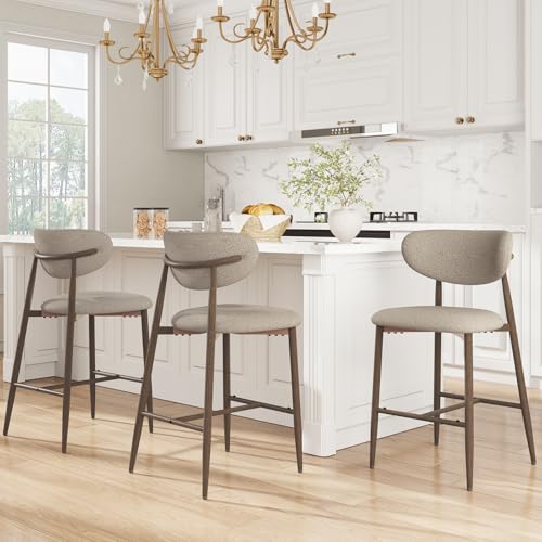 Image of MALOL Counter Height Bar Stools with Backs Set of 3, Camel