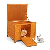 COZIWOW Fashion Wooden Small Animal House, Stable Outdoor Rabbit Hutch Weatherproof Bunny Cage Indoor, Insulated Pet Shelter for Cat Kitten Dog Rabbit Guinea Pig Enclosure（Natural）