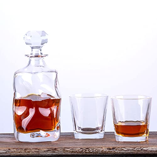 Chrhzn Whiskey Decanter,Whiskey Decanter Set For Men,Italian Crafted Crystal Whiskey Decanter Gifts For Him,Father's Day Present For Dad,Whiskey Decanter Set With 2 Glasses Whiskey Decanter For Boss #TOP2