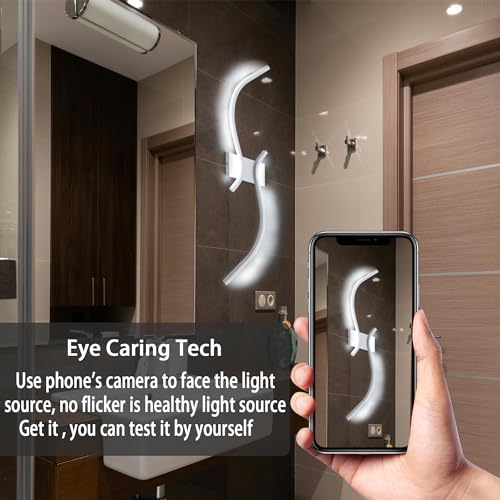 Image of Modern LED Wall Sconce 31.5 Inch Bathroom Vanity Lighting Fixtures Wall Lamp with 3 Light Modes for Bedroom Bedside Living Room Hallway,White