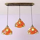  WgGUIF Lustre en Forme de Fleur de Soleil de Tiffany, plafonnier en Verre teinté pour Salle à Manger, Lampe Suspendue réglable Multicolore pour Chambre à Coucher/Salon/café (Taille : C)
